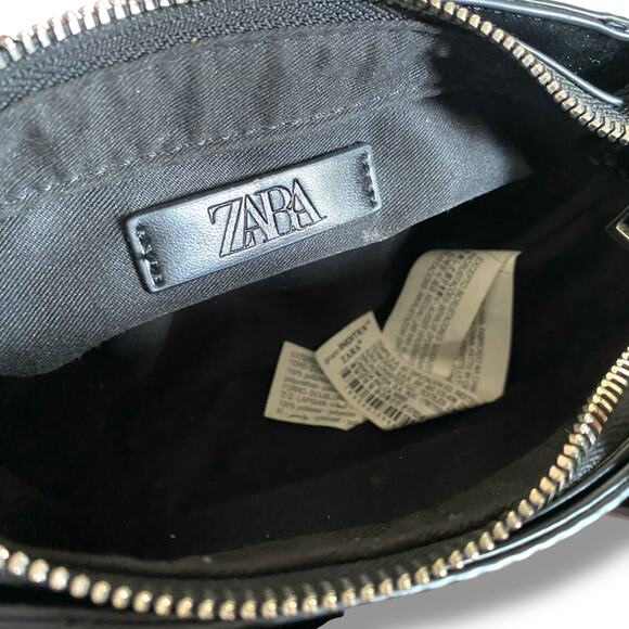 Zara Studded Mini Crossbody Bag Purse Black Silver Top Handle Zipper Edgy Grunge - Picture 11 of 14